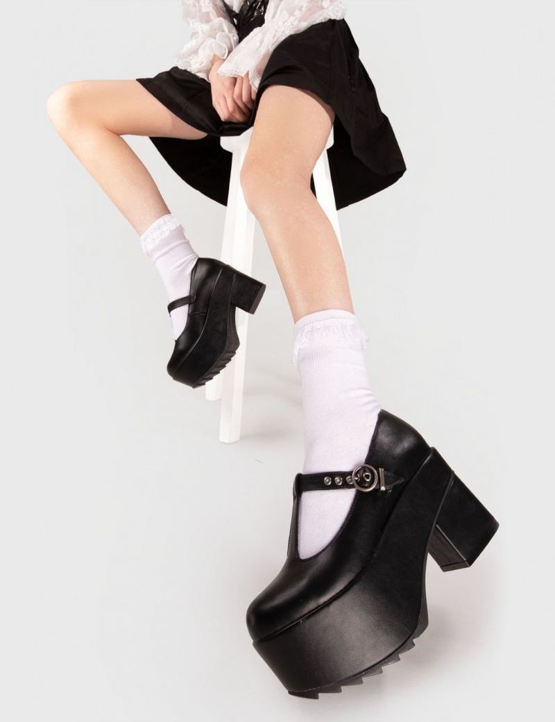 Lamoda Last Chance Chunky Plattform Mary Jane Shoes Schwarz | 362047-LMP