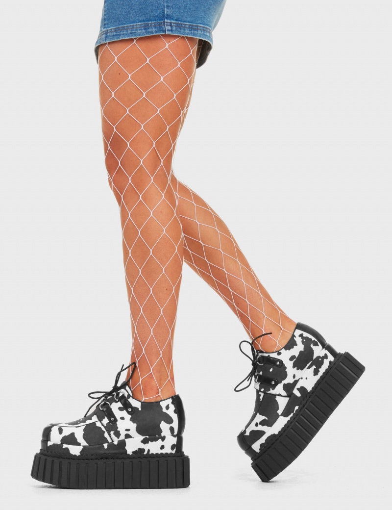 Lamoda Party Animal Chunky Plattform Creeper Shoes Cowprint | 281509-KEP