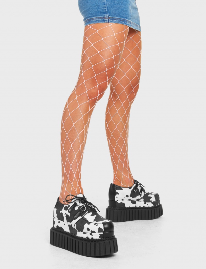 Lamoda Party Animal Chunky Plattform Creeper Shoes Cowprint | 281509-KEP