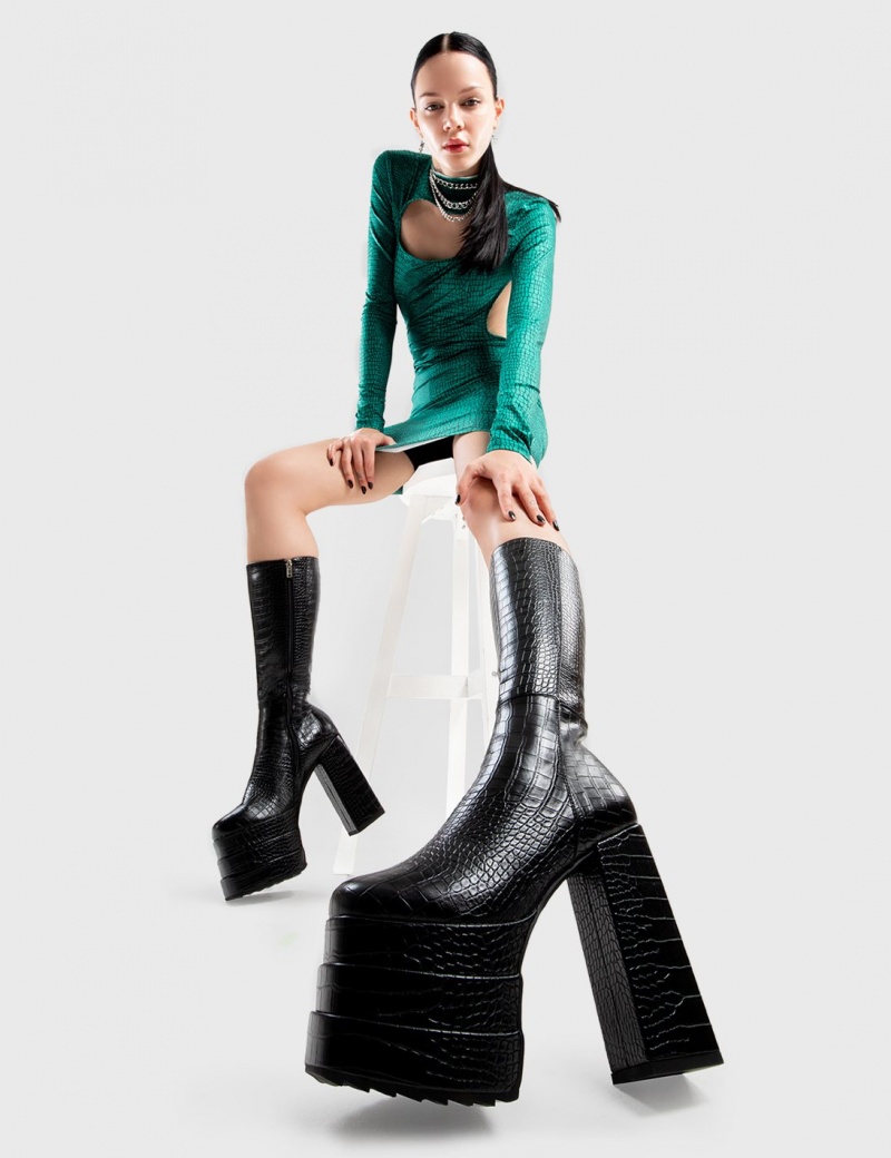 Lamoda Step On You Plattform Calf Boots Schwarz | 263475-FWO