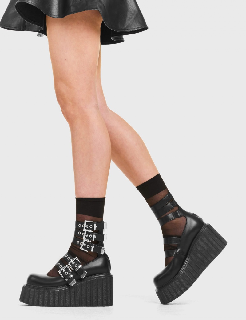 Lamoda Under The Influence Chunky Plattform Creeper Shoes Schwarz | 795426-UKQ