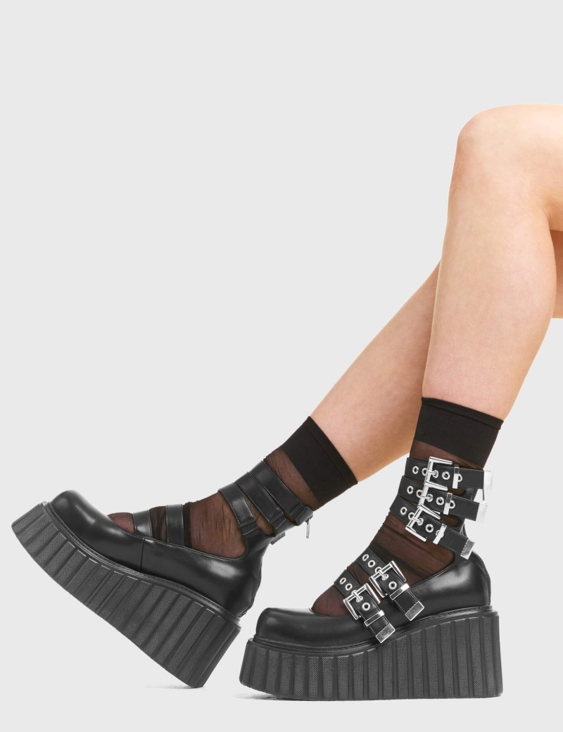 Lamoda Under The Influence Chunky Plattform Creeper Shoes Schwarz | 795426-UKQ
